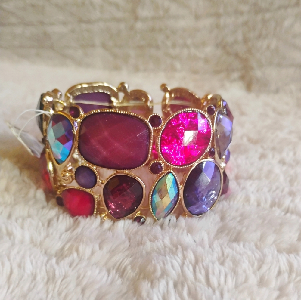 Multicolor Gemstone Statement Bracelet - image 6
